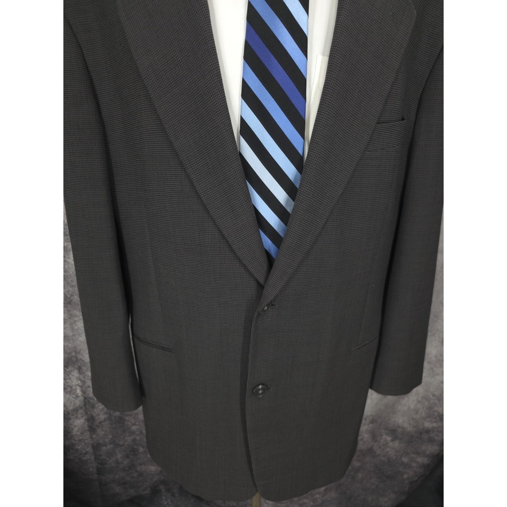 Andrew Fezza 2 Piece Suit Mens 46 L Black Houndstooth Blazer Pants 38X32 Wool - Picture 2 of 16